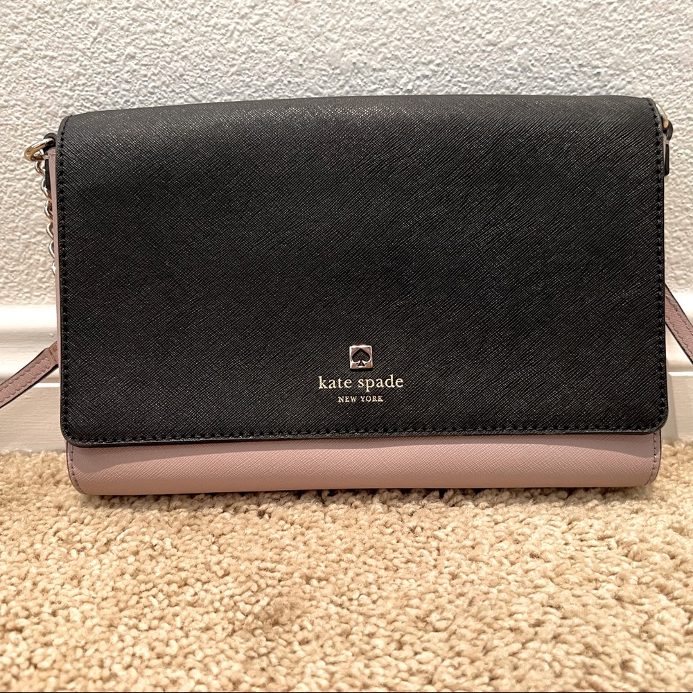 Kate Spade Leather Crossbody (Taupe and Black) Excellent Condition